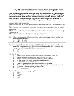 JVQ-R2 Childhood Crime Interview Form