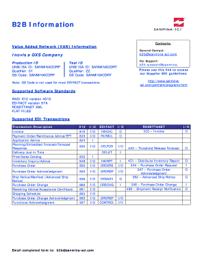 Sanmina-SCI B2B EDI Information Form