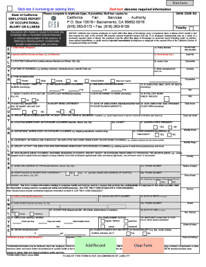 California Employee Injury or Illness Report