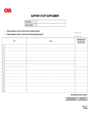 Support Staff Supplement Form