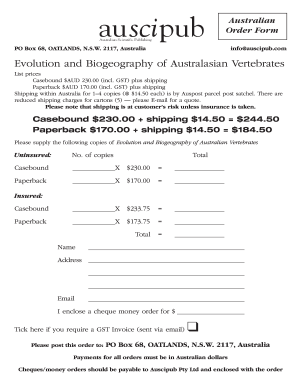 Australian Order Form