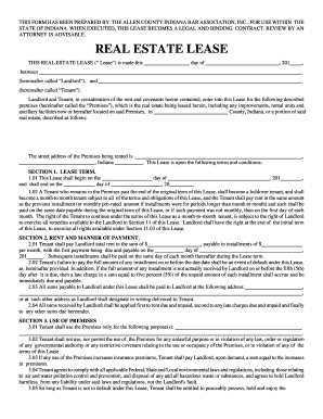 Indiana Residential Lease Agreement