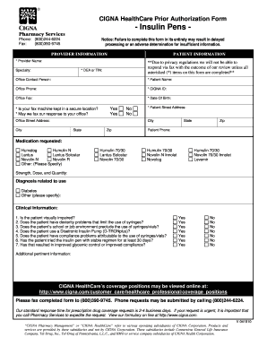 CIGNA HealthCare Insulin Pens Prior Authorization Form