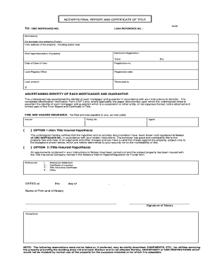 Notary's Final Report and Certificate of Title