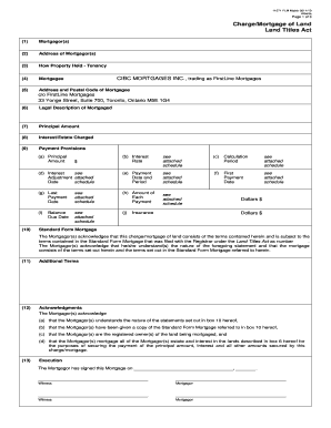 Alberta Charge/Mortgage of Land Form