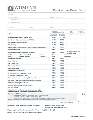 Publications Order Form