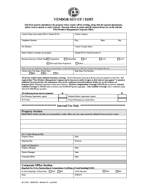 Vendor Setup Form