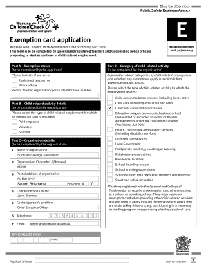 Queensland Exemption Card Application