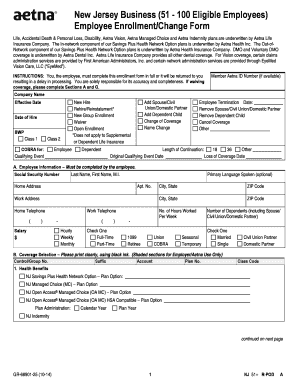 New Jersey Employee Enrollment/Change Form