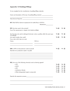 Nordic Ecolabelling Padding/Filling Material Declaration