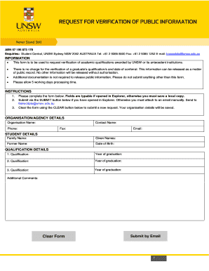 Request for Verification of Academic Qualifications