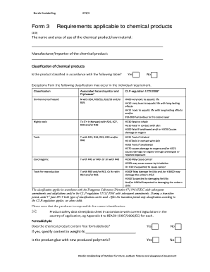 Nordic Ecolabelling Chemical Product Requirements Form