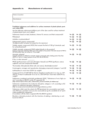 Nordic Ecolabelling of Toys 2.0 Colourant Manufacturer Form