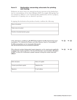 Declaration Concerning Colourants for Printing and Dyeing