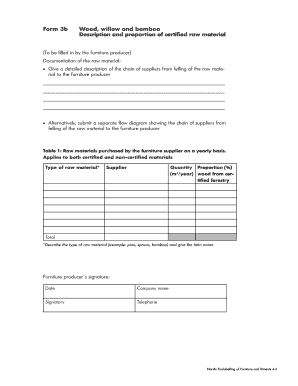 Furniture Raw Material Certification Form