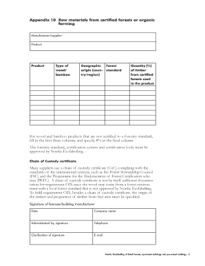 Nordic Ecolabelling Raw Materials Form