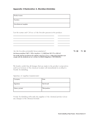 Biocide Declaration Form