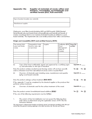 Supplier Material Traceability Form