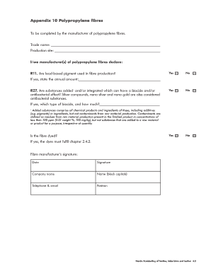 Polypropylene Fibre Manufacturer Declaration Form