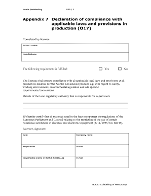 Nordic Ecolabelling Compliance Declaration
