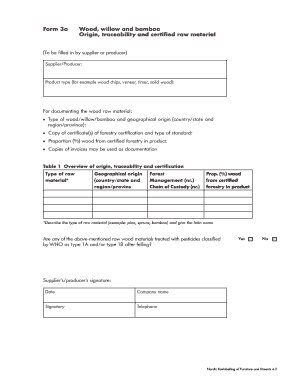 Wood Origin Traceability Form