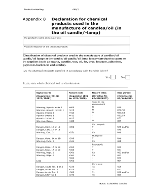 Nordic Ecolabelling Chemical Declaration for Candles