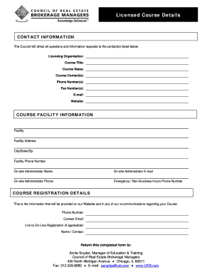 Course Licensing Application Form