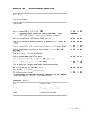 Nordic Ecolabelling Toy Compliance Form