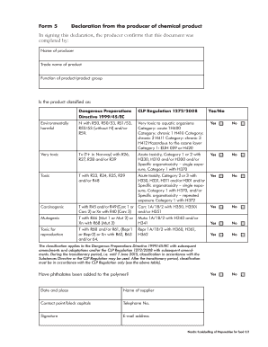EU Chemical Product Declaration Form