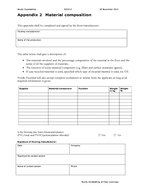 Nordic Ecolabel Flooring Material Composition Form