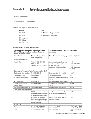 Declaration of Toner Powder Classification