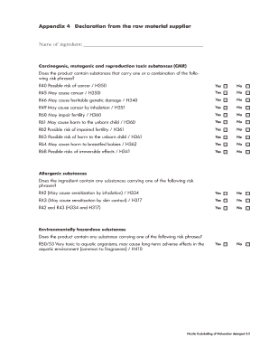Supplier Declaration for Dishwasher Detergent