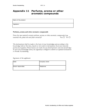 Nordic Ecolabelling Perfume Declaration Form