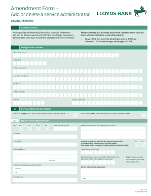 Lloyds Bank Service Administrator Amendment Form
