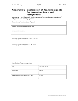 Declaration of Foaming Agents for Insulating Foam