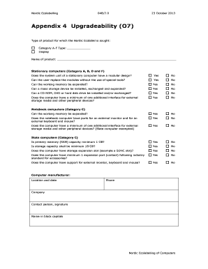 Nordic Ecolabel Computer Upgradeability Form