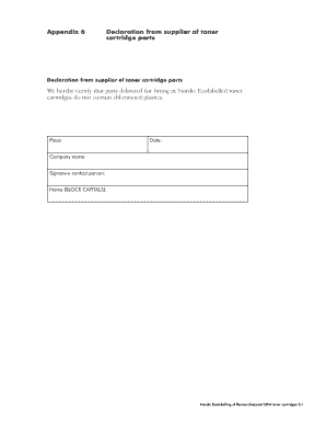 Declaration from Supplier of Toner Cartridge Parts