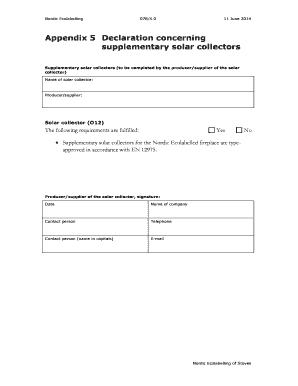Nordic Ecolabelling Solar Collector Declaration