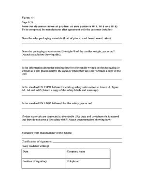 Candle Packaging Compliance Form