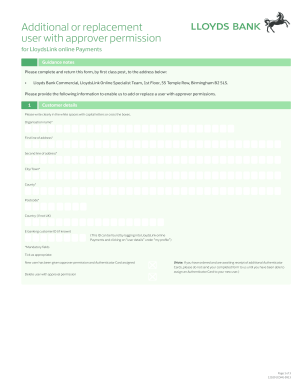 LloydsLink Online Payments User Approver Form