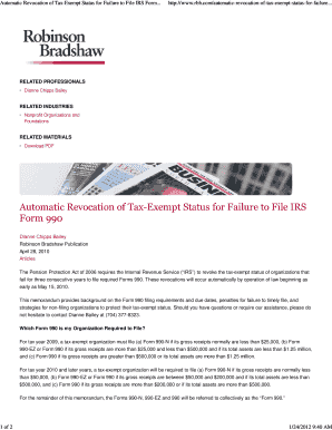 IRS Form 990 Filing Requirements and Automatic Revocation