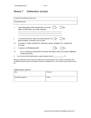Nordic Eco-Label Plastic Declaration Form