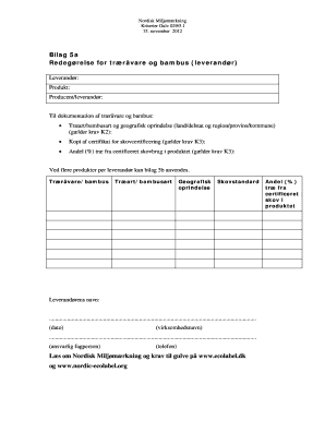 Nordic Eco-Label Floor Raw Material Declaration