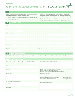Lloyds Bank Service Administrator Form