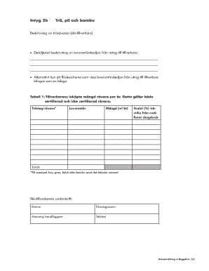 Swedish Wood Raw Material Description Form