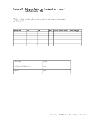 Transport Documentation Form
