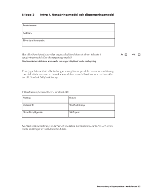 Swedish Cleaning Product Certification Form