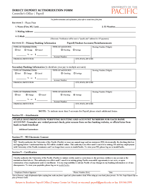 Direct Deposit Authorization Form