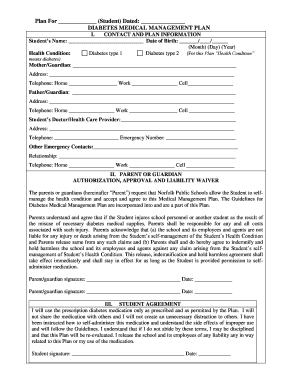 Diabetes Medical Management Plan