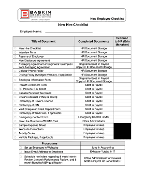 New Employee Checklist